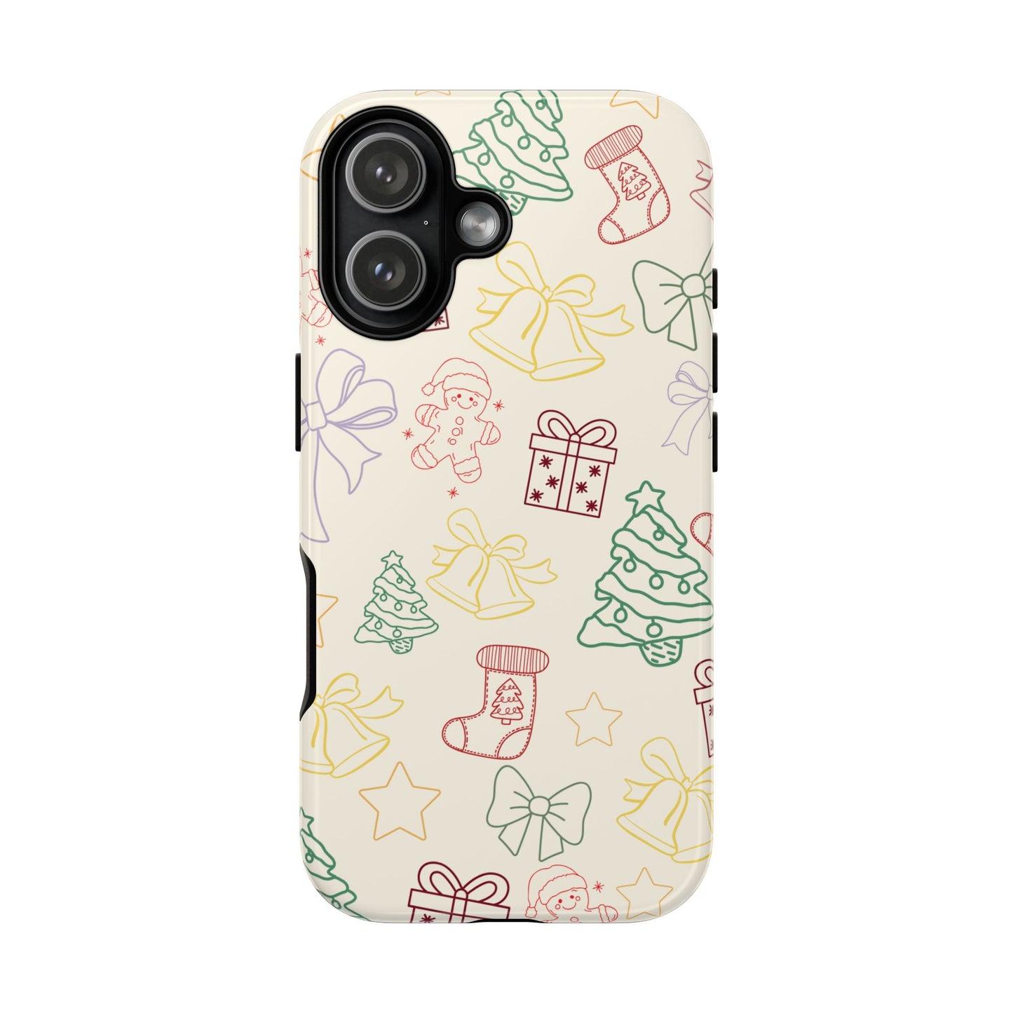 Minimal Christmas Holiday Outline Tough Phone Case