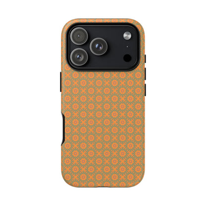 Edgy Green & Orange Vintage Pattern Tough Phone Case