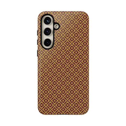 Elegant Burgundy & Gold Interlocking Geometric Tough Phone Case