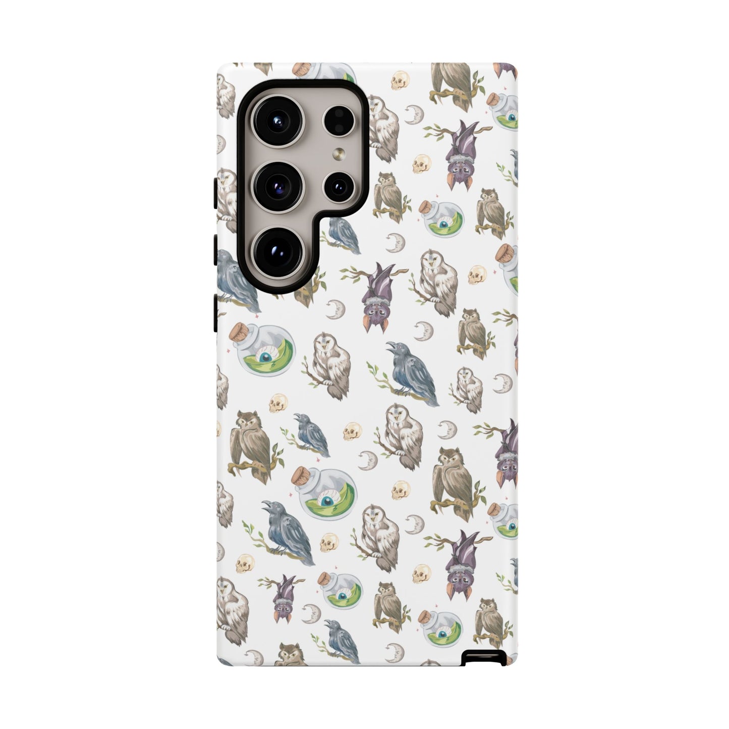 Whimsical Owl Crow Bat Eyeball Tough Phone Case