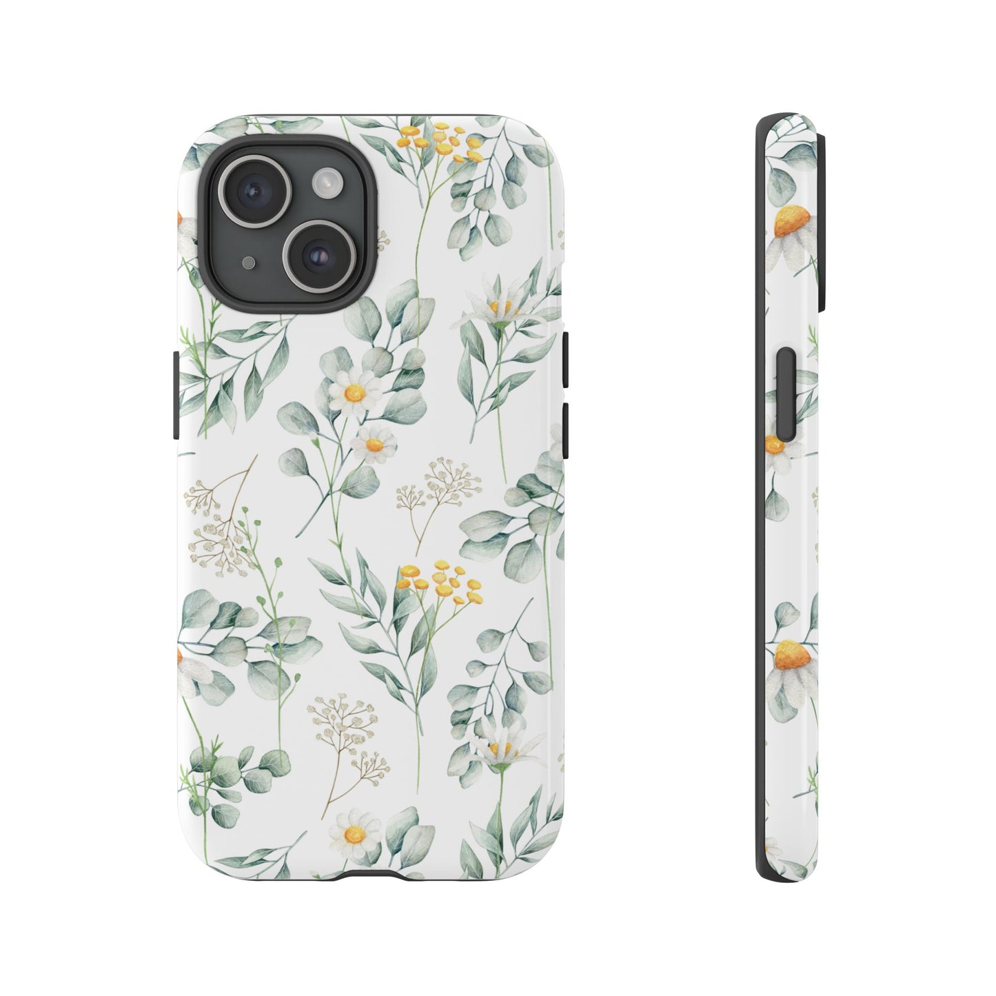 Watercolor Eucalyptus Branches and Daisy Tough Phone Case