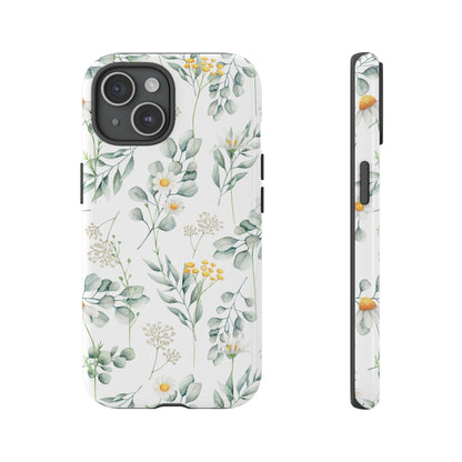 Watercolor Eucalyptus Branches and Daisy Tough Phone Case