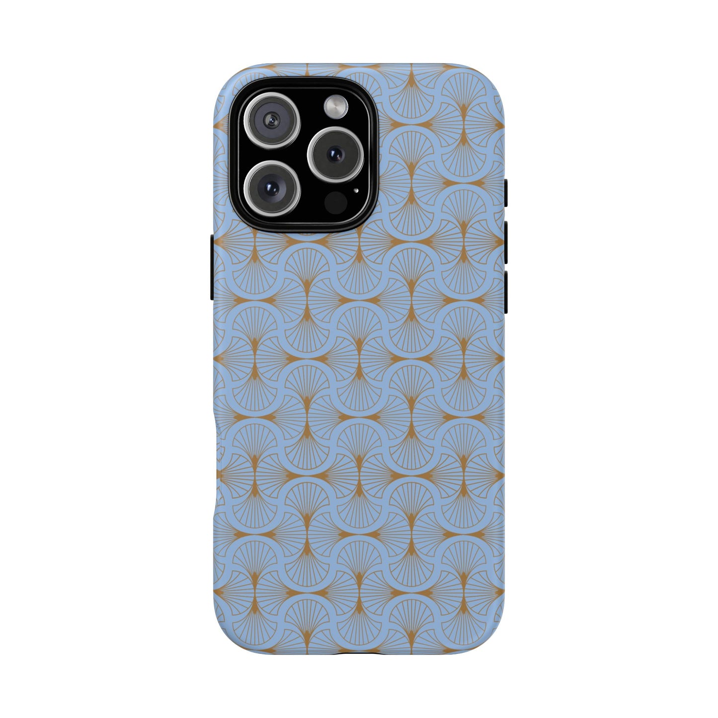 Tranquil Blue & Gold Fan Pattern Tough Phone Case