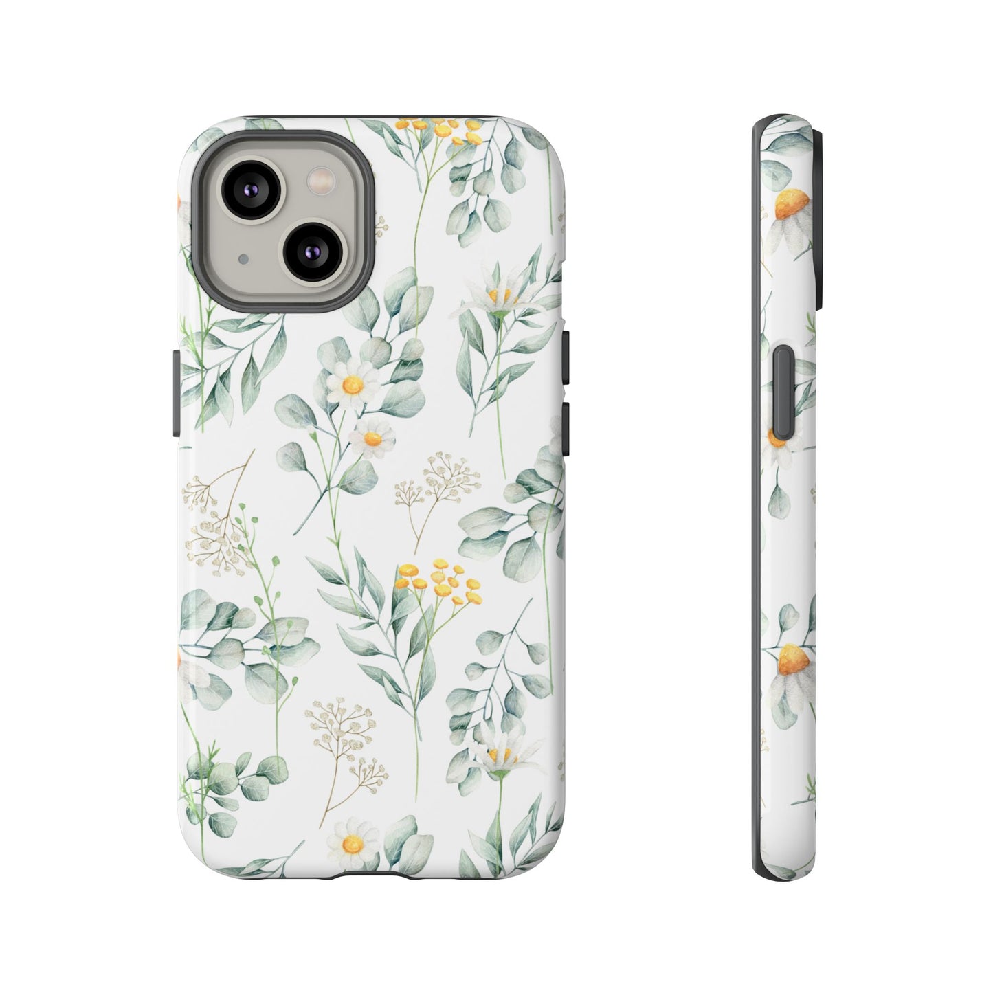 Watercolor Eucalyptus Branches and Daisy Tough Phone Case