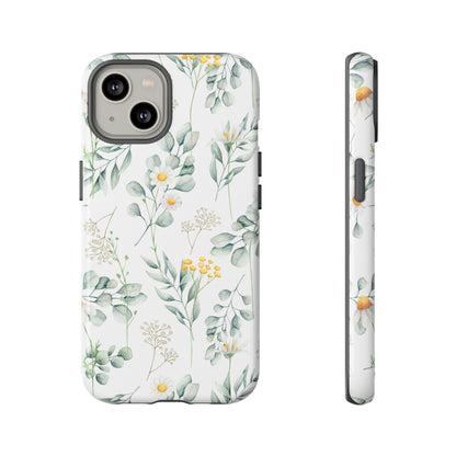 Watercolor Eucalyptus Branches and Daisy Tough Phone Case