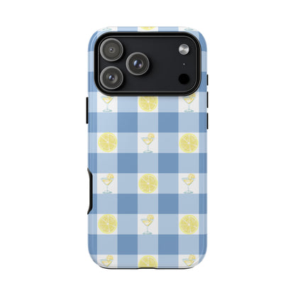Summer Chic Lemon & Lemonade Aesthetic Gingham Plaid Tough Phone Case