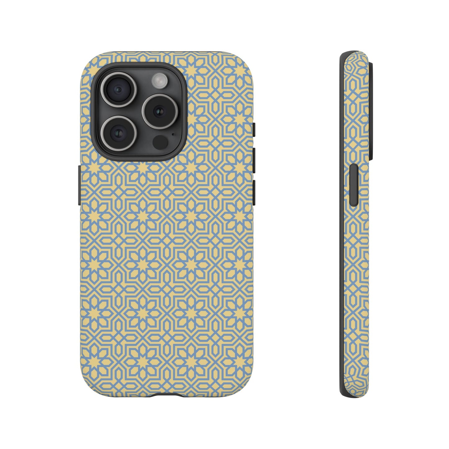 Pastel Yellow & Blue Floral Geometric Tough Phone Case