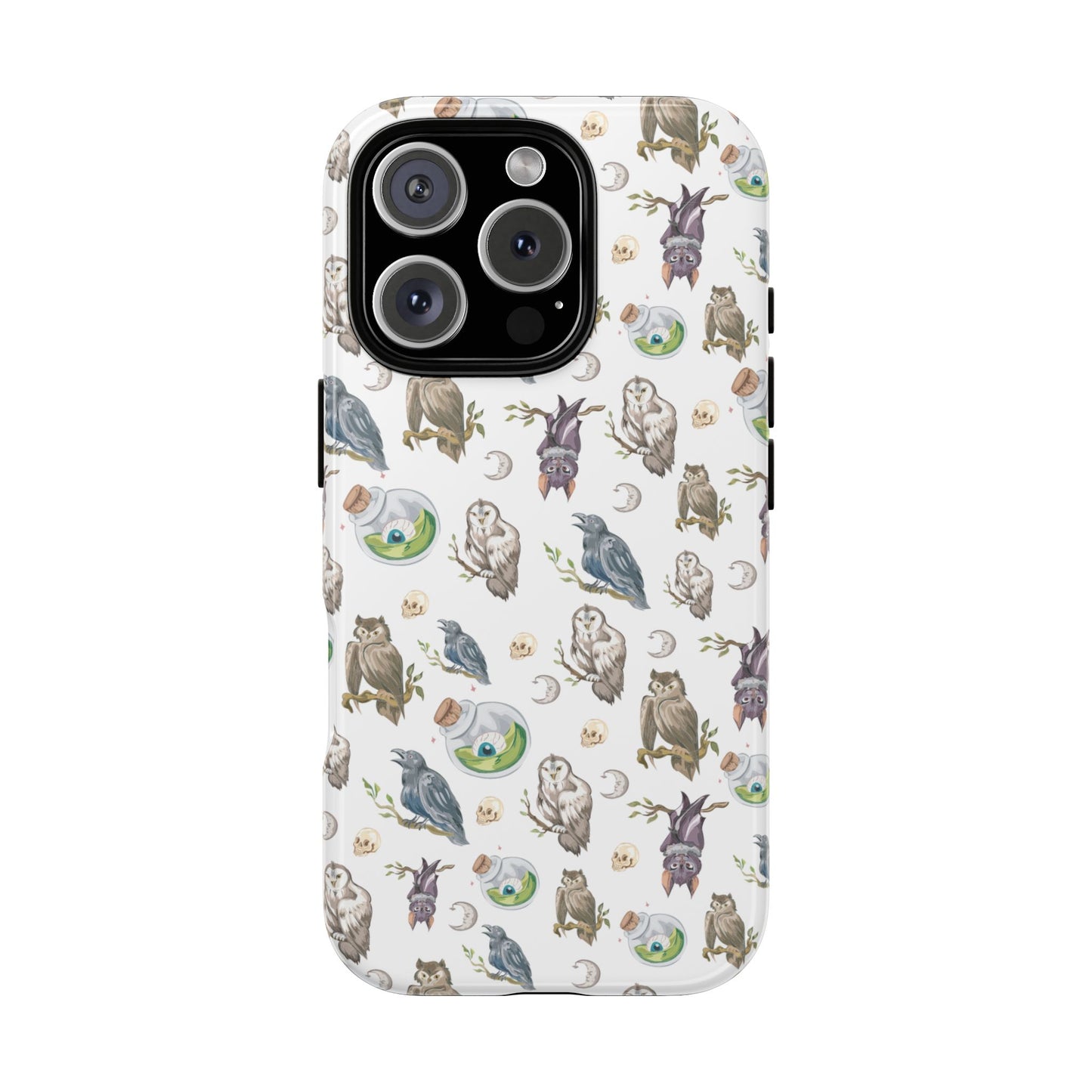 Whimsical Owl Crow Bat Eyeball Tough Phone Case