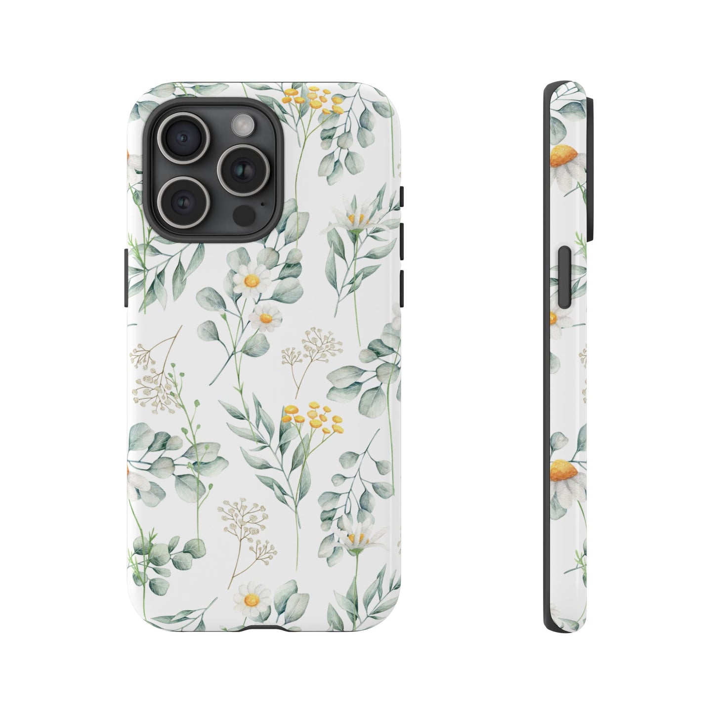 Watercolor Eucalyptus Branches and Daisy Tough Phone Case