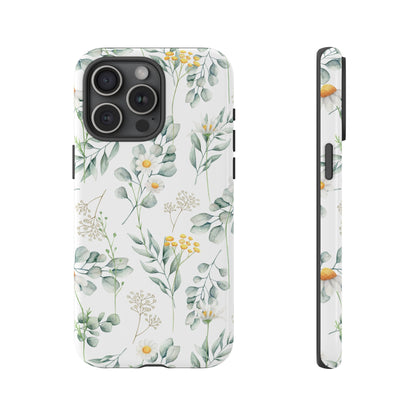Watercolor Eucalyptus Branches and Daisy Tough Phone Case