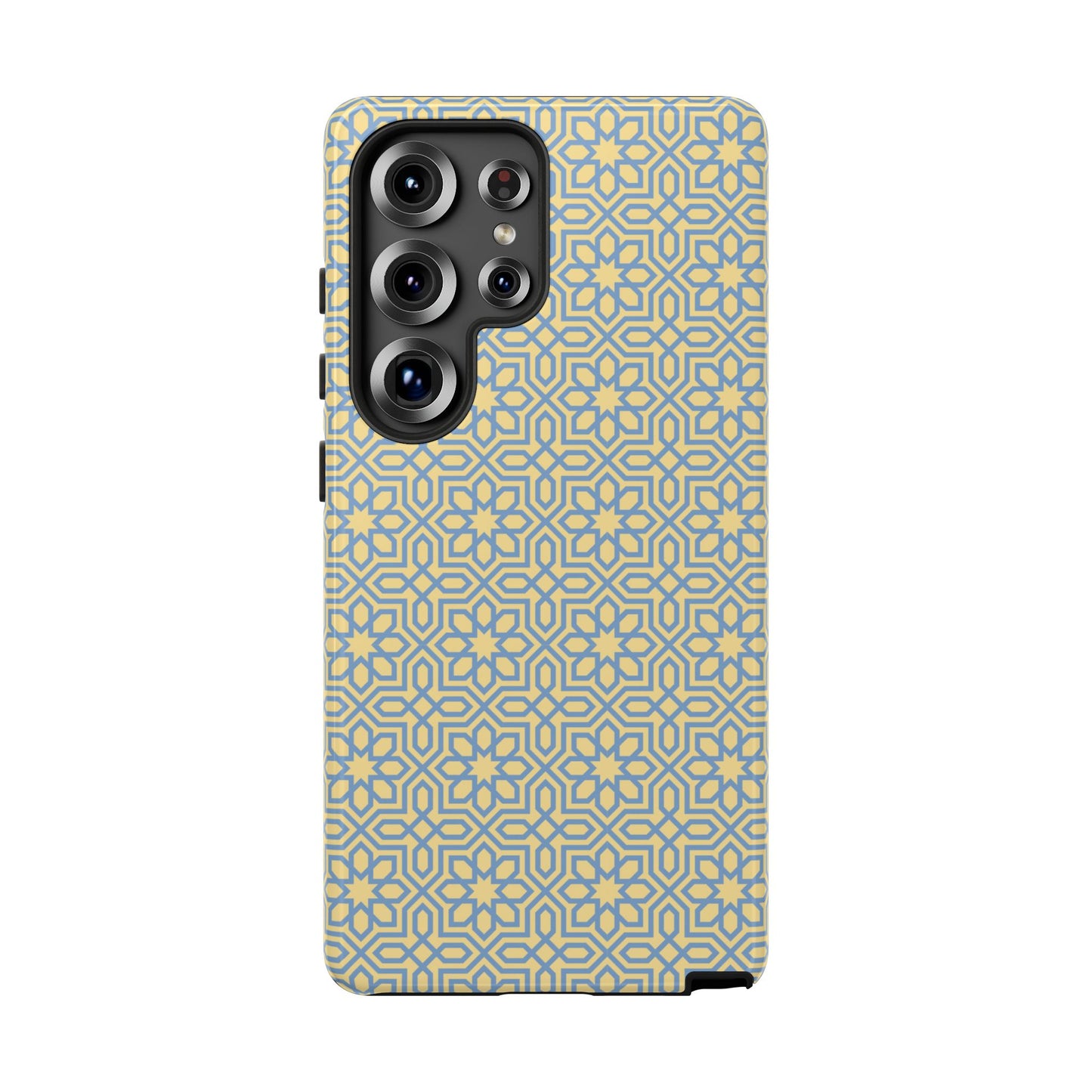 Pastel Yellow & Blue Floral Geometric Tough Phone Case
