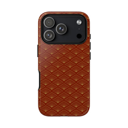 Vintage Brown & Gold Geometric Pattern Tough Phone Case