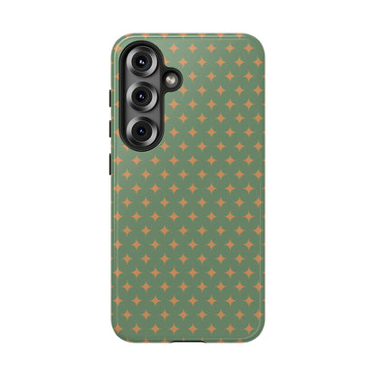 Playful Green & Orange Diamond Pattern Tough Phone Case