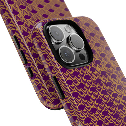Luxurious Purple Japanese Vintage Seigaiha Wave Tough Phone Case
