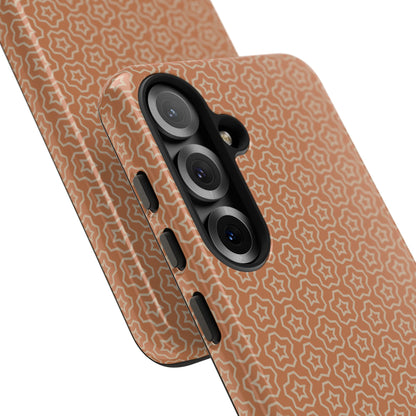 Brown With Light Orange Floral Pattern Tough Phone Case