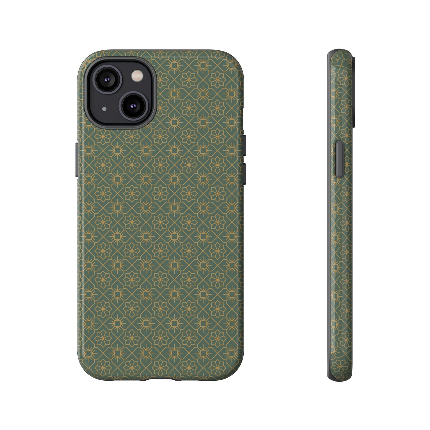 Opulent Dark Green & Gold Vintage Floral Tough Phone Case