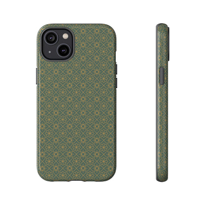 Opulent Dark Green & Gold Vintage Floral Tough Phone Case