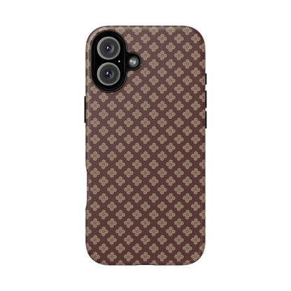 Earthy Brown & Beige Floral Tough Phone Case