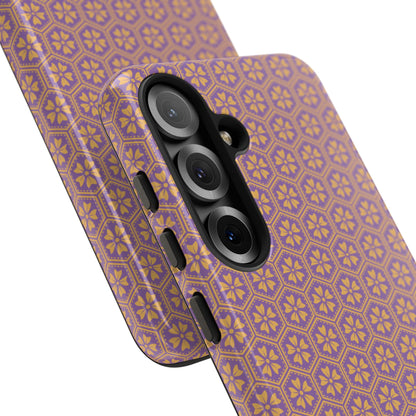 Vibrant Purple & Orange Floral Hexagon Tough Phone Case