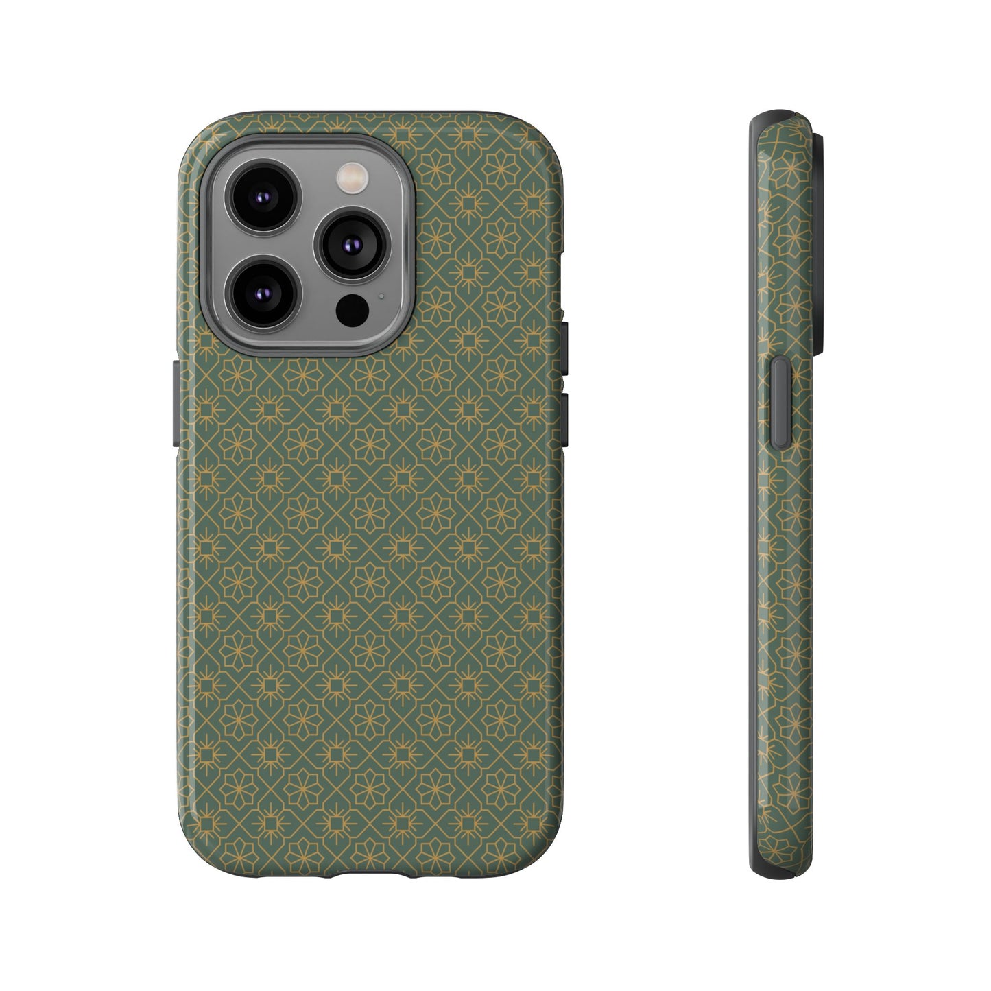 Opulent Dark Green & Gold Vintage Floral Tough Phone Case