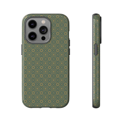 Opulent Dark Green & Gold Vintage Floral Tough Phone Case