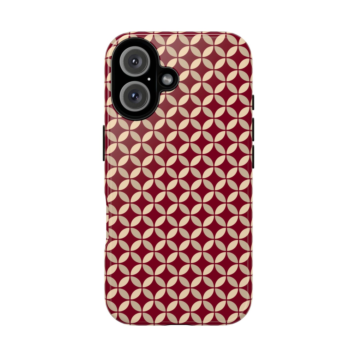 Vintage Geometric Red & Beige Interlocking Pattern Tough Phone Case
