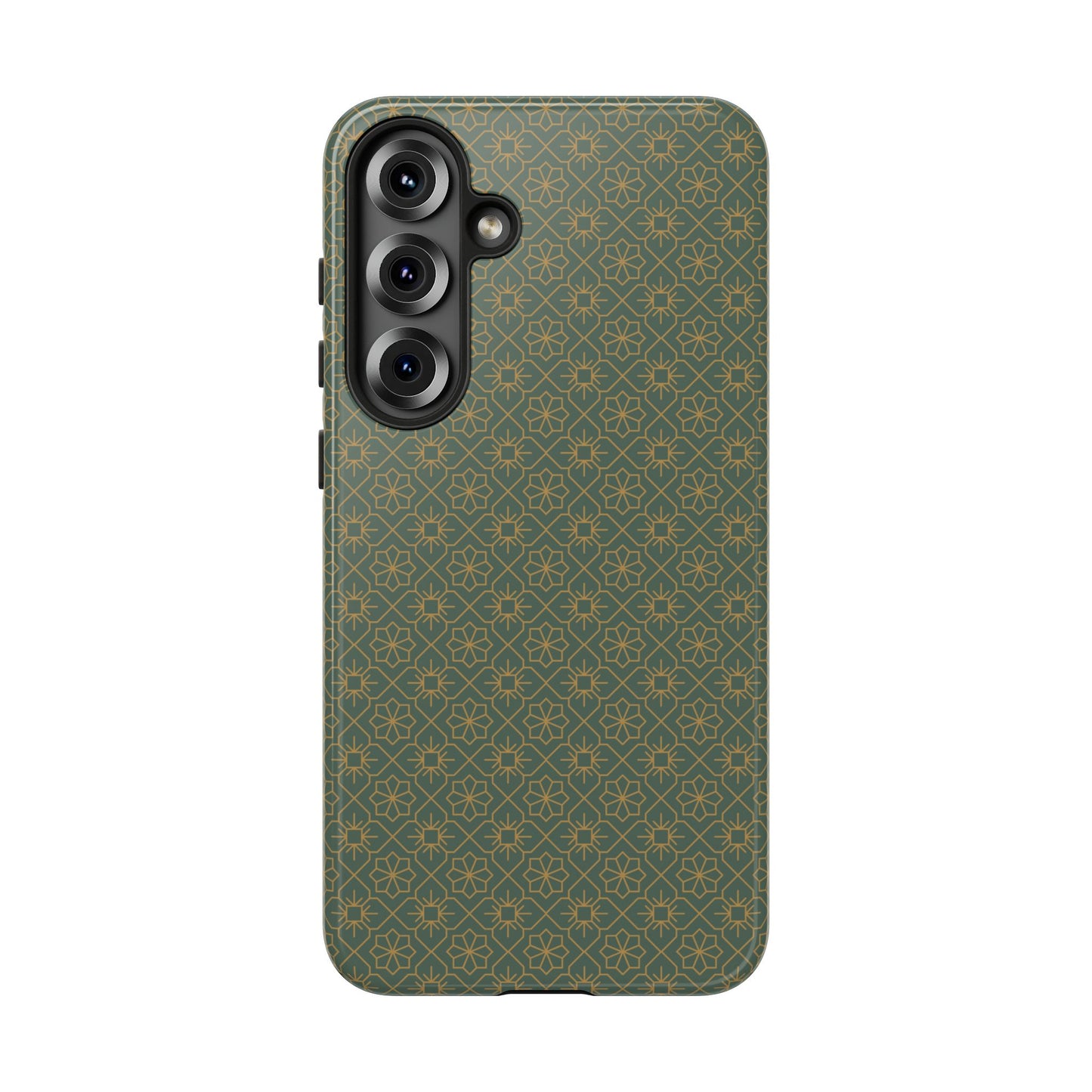 Opulent Dark Green & Gold Vintage Floral Tough Phone Case