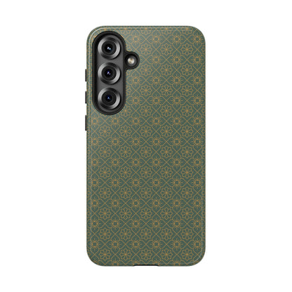 Opulent Dark Green & Gold Vintage Floral Tough Phone Case