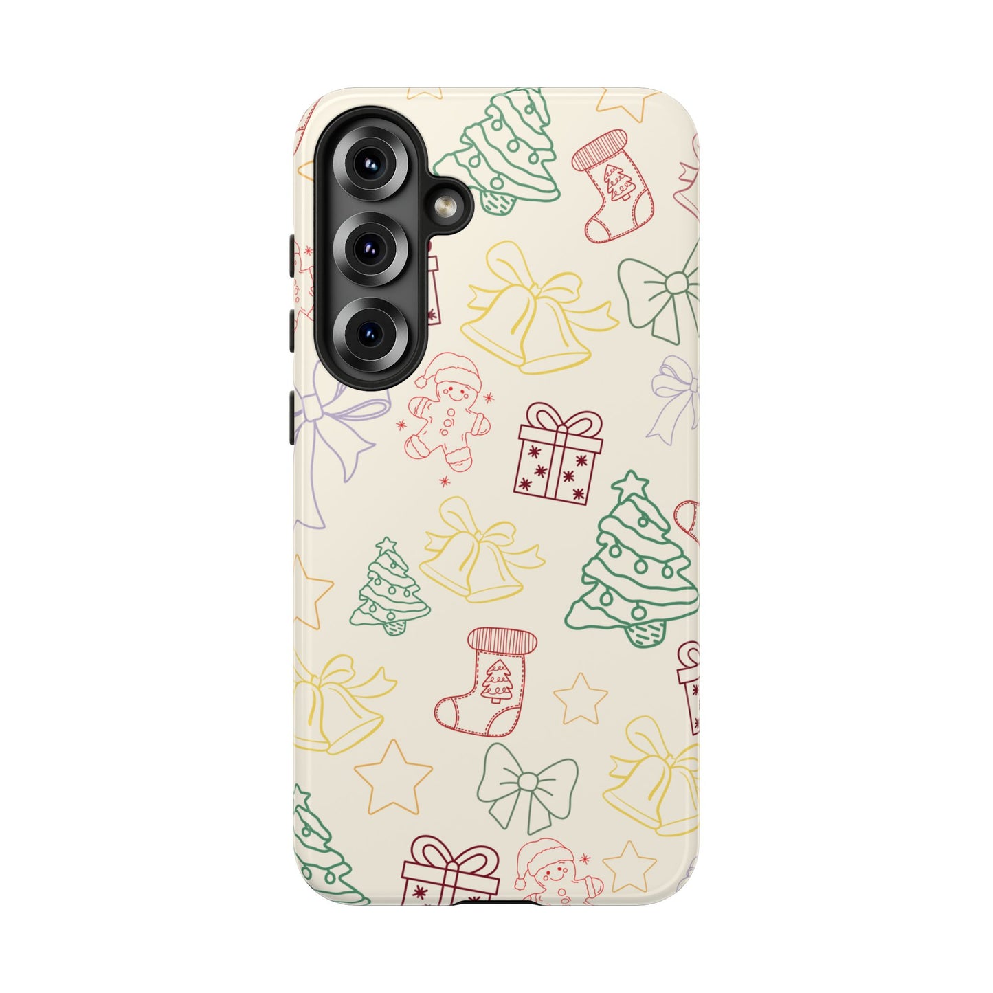 Minimal Christmas Holiday Outline Tough Phone Case