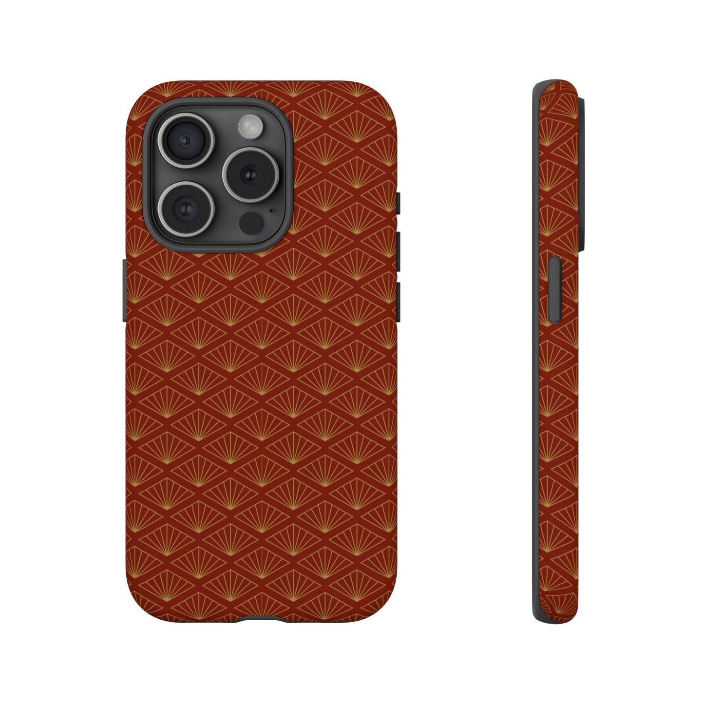 Vintage Brown & Gold Geometric Pattern Tough Phone Case
