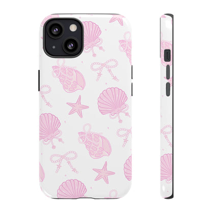Pink Shell Bow Phone Case, Cute Ocean Inspired Case, Beach Lover Aesthetic Phone Cover, Summer Accessories