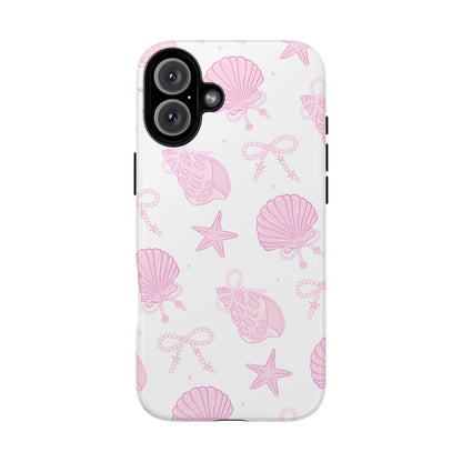 Pink Shell Bow Phone Case, Cute Ocean Inspired Case, Beach Lover Aesthetic Phone Cover, Summer Accessories