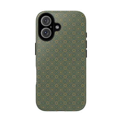 Opulent Dark Green & Gold Vintage Floral Tough Phone Case