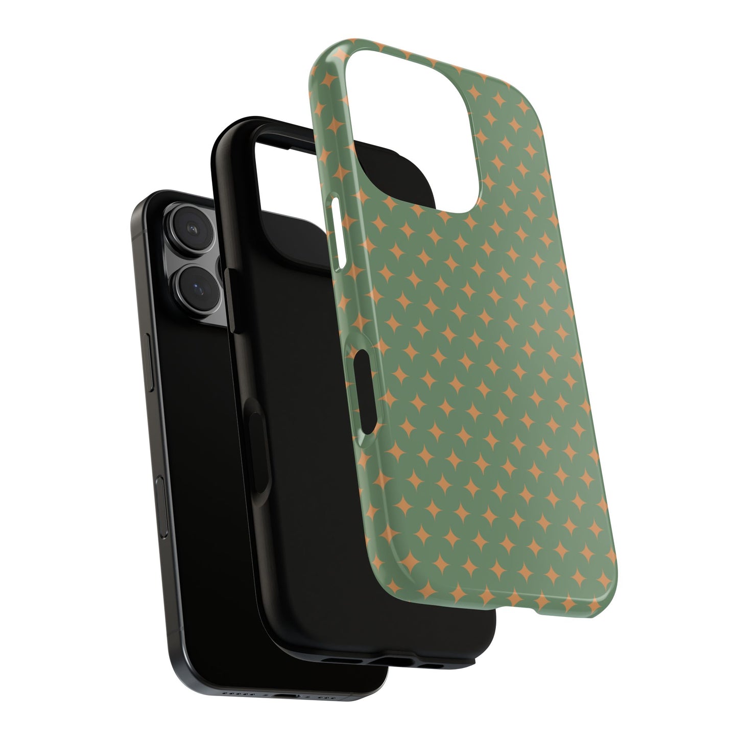 Playful Green & Orange Diamond Pattern Tough Phone Case