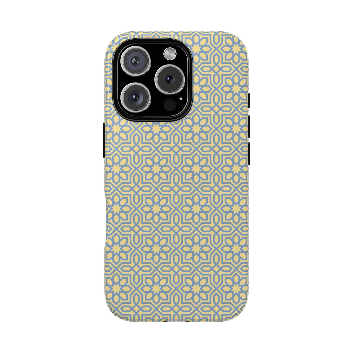 Pastel Yellow & Blue Floral Geometric Tough Phone Case