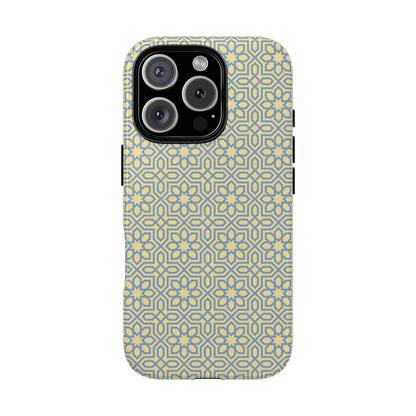 Pastel Yellow & Blue Floral Geometric Tough Phone Case
