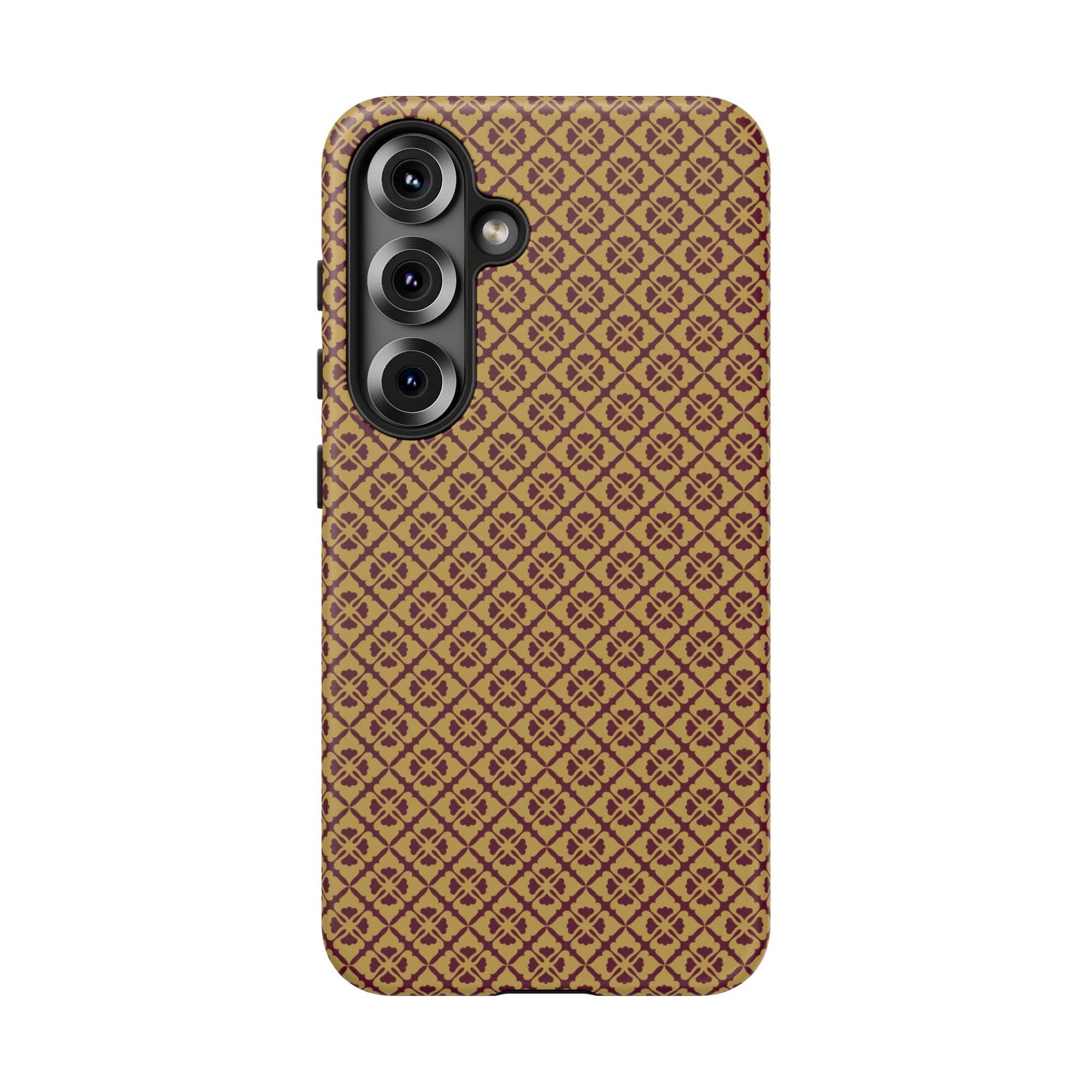 Elegant Burgundy & Gold Interlocking Geometric Tough Phone Case
