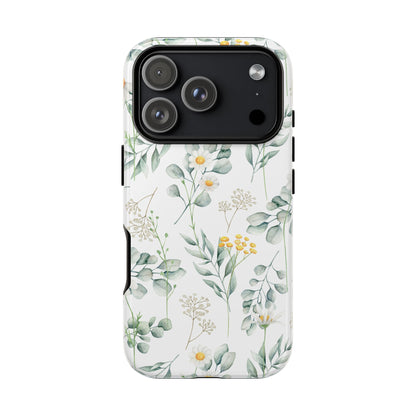 Watercolor Eucalyptus Branches and Daisy Tough Phone Case