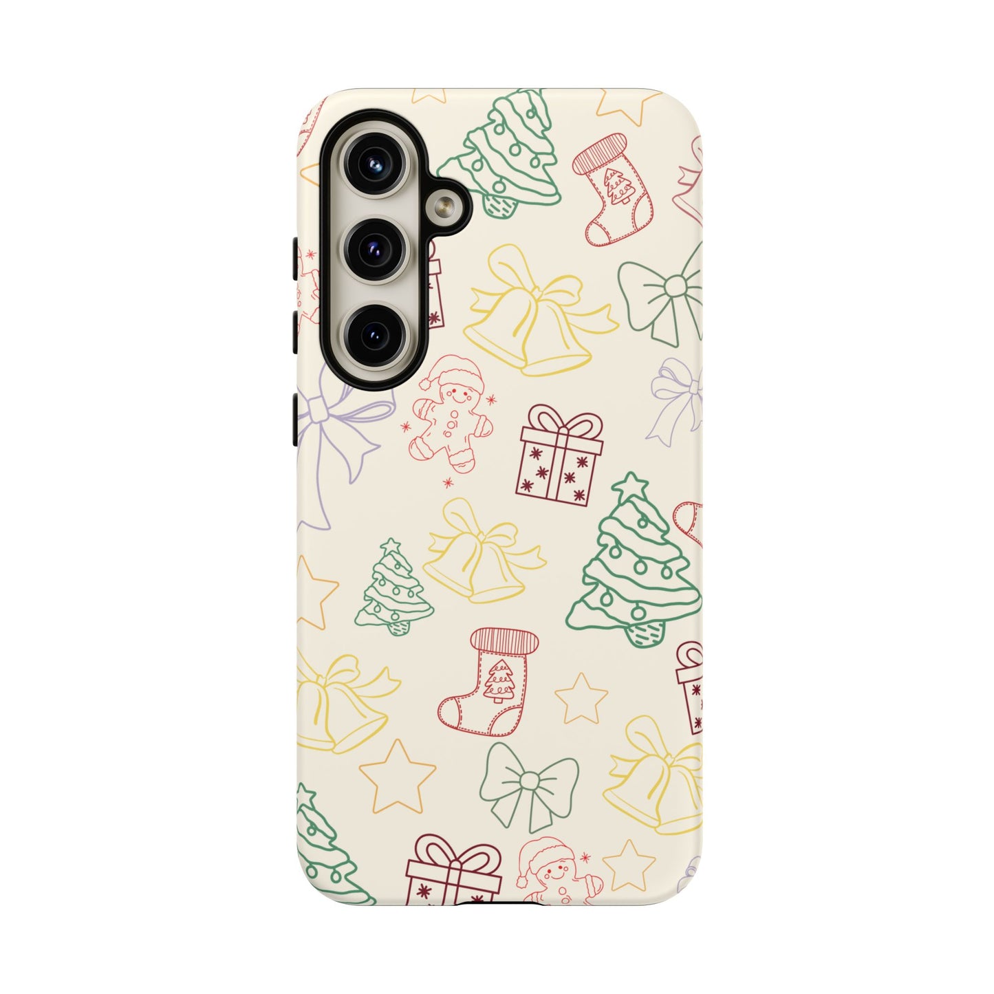 Minimal Christmas Holiday Outline Tough Phone Case