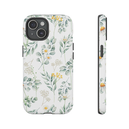 Watercolor Eucalyptus Branches and Daisy Tough Phone Case